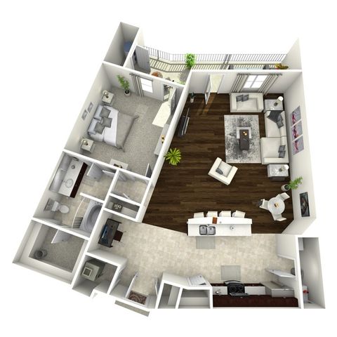 Spacious one bedroom with a generous living room.