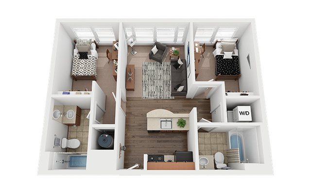 Valentine Commons - The Burke 2x2 Floor Plan