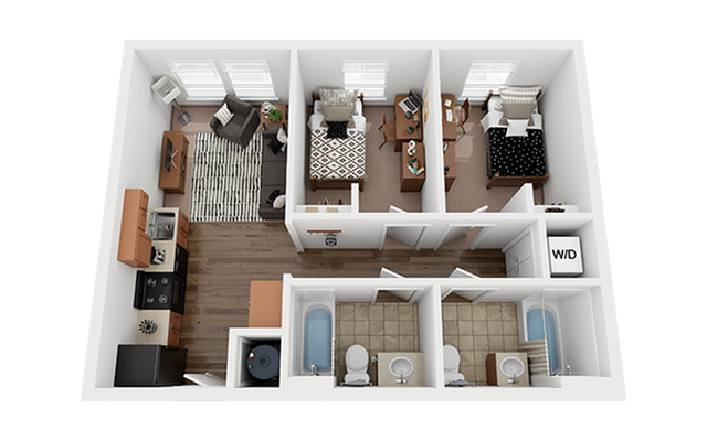 Valentine Commons - The Lincoln 2x2 Floor Plan