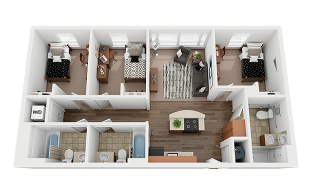 Valentine Commons - The Ashe 3x3 Floor Plan