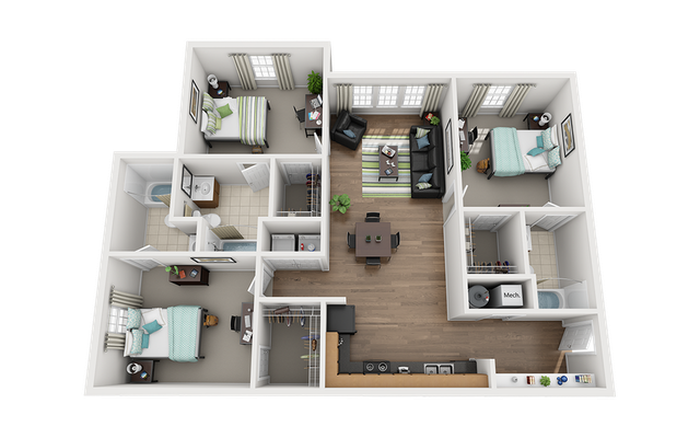 Mustang Village 3x3 Floor Plan