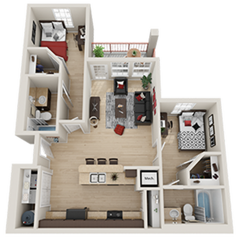 High View 2x2 Standard Floor Plan