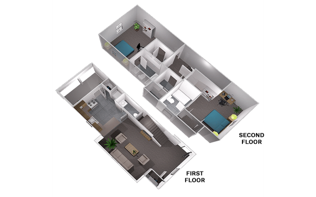 The Collective at Lubbock 2x2 Duplex Floor Plan