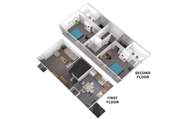 The Collective at Lubbock 2x2 Townhome Floor Plan
