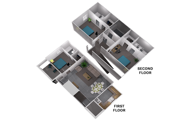 The Collective at Lubbock 3x3 Cottage Floor Plan