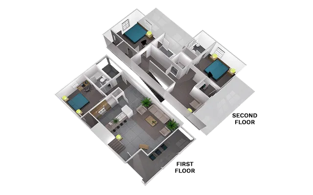 The Collective at Lubbock 3x3 Duplex Floor Plan
