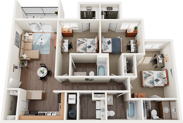 Madera C1 3x3 Floor Plan