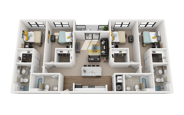 Greene Crossing 4x4-1 Flats Floor Plan