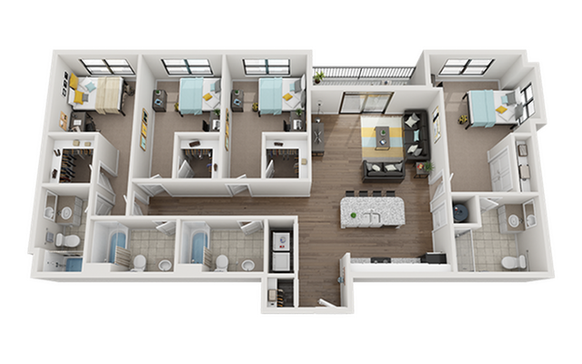 Greene Crossing 4x4-2 Square Floor Plan