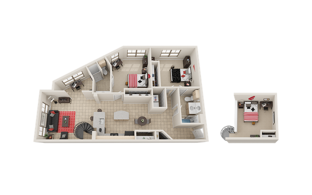 Villas on Guadalupe B8 Study Loft Floor Plan