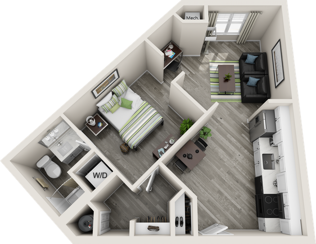 The Flats at Carrs Hill 1x1 Premium Floor Plan