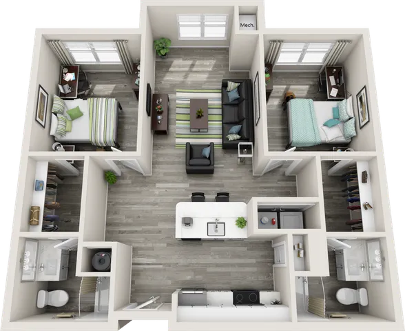 The Flats at Carrs Hill 2x2 Premium Floor Plan