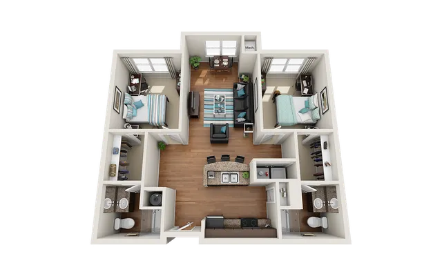 The Flats at Carrs Hill 2x2 Standard Floor Plan