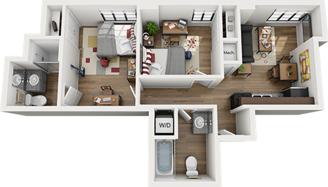 61 Vandy 2x2 D Floor Plan
