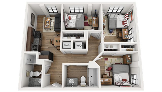 61 Vandy 3x2 E Floor Plan