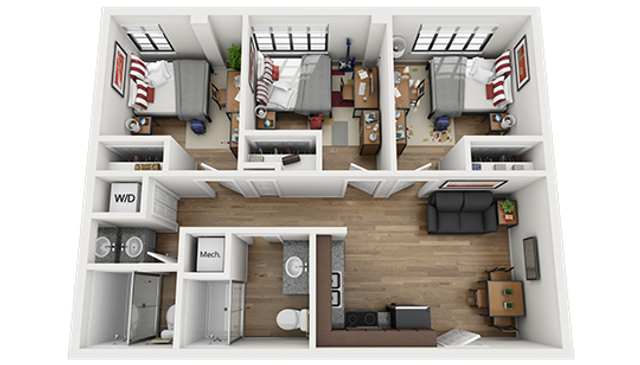 61 Vandy 3x2 F Floor Plan