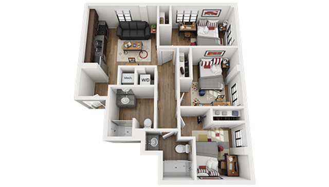 61 Vandy 3x2 G Floor Plan