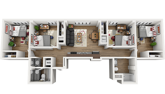 61 Vandy 4x2 H Floor Plan