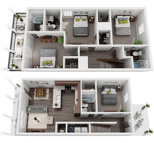 The Collective at Kennesaw The Pine 4x4 Floor Plan