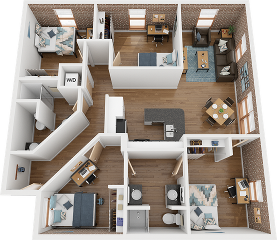 The Warehouse 4x2 B Floor Plan