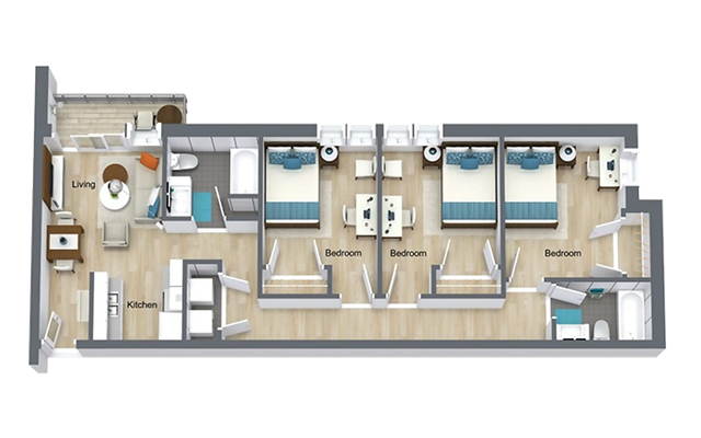 Courtyard Lofts 3x2A Floor Plan