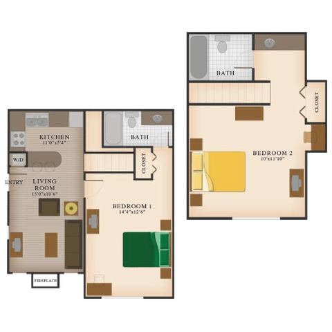 Logan Square - B2 2 Bedroom 2 Bathroom Floor Plan Image