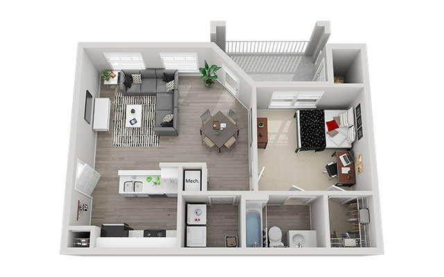 Campus Edge 1x1 Platinum Floor Plan Image