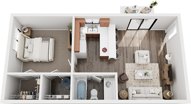 Colonial Village 1x1 Floor Plan