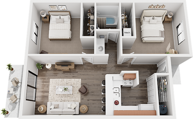 Colonial Village 2x1 Floor Plan