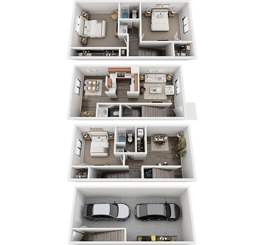 Colonial Village 3x2.5 Townhome Floor Plan