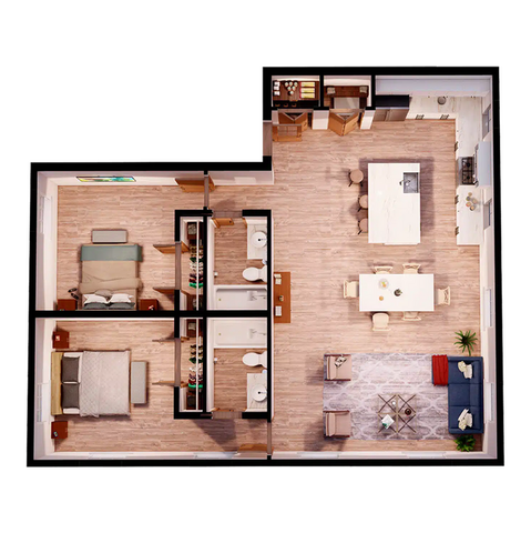 Midtown Auburn 2x2 Loft C Floor Plan