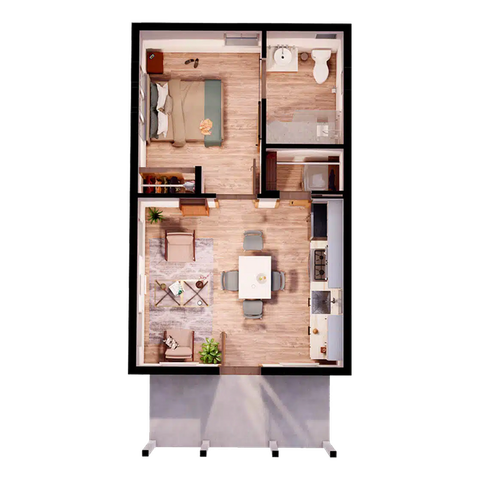 Midtown Auburn 1x1 Tiny Home Floor Plan