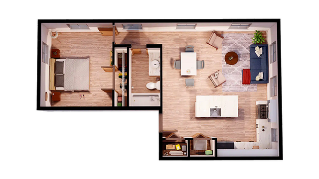Midtown Auburn 1x1 Loft B Floor Plan