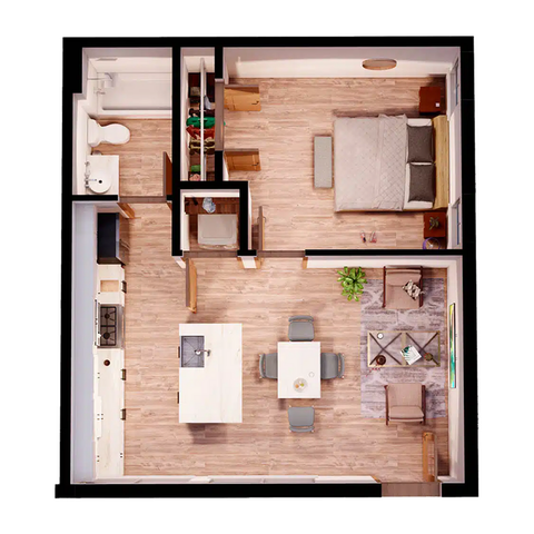 Midtown Auburn 1x1 Loft A Floor Plan