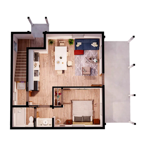 Midtown Auburn 1x1 Duplex - 2nd Ave Floor Plan