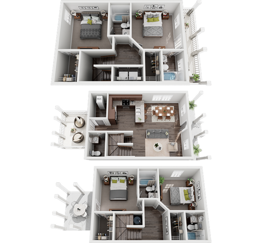 The Collective at Kennesaw The Cedar 4x4.5 Floor Plan