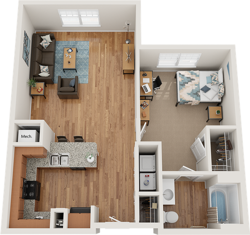 The Park on Morton 1x1 Floor Plan