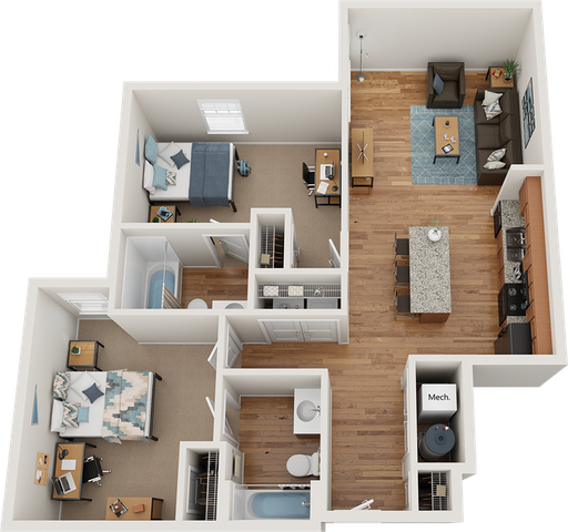 The Park on Morton 2x2 Corner Floor Plan