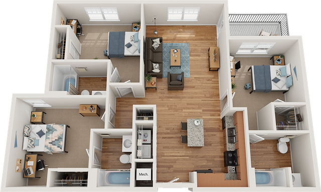The Park on Morton 3x3 Balcony Floor Plan