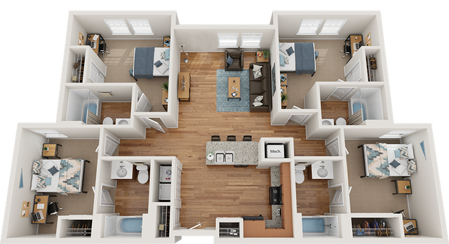 The Park on Morton 4x4 Floor Plan