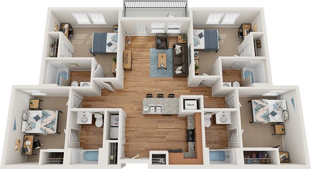 The Park on Morton 4x4 Balcony Floor Plan