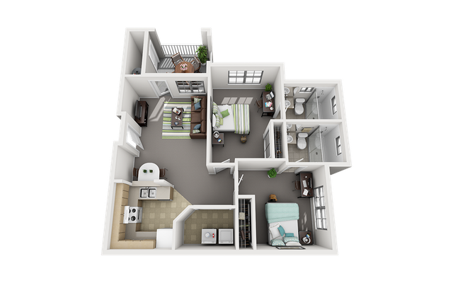 Cabana Beach Gainesville - 2x2 Exterior Platinum Floor Plan