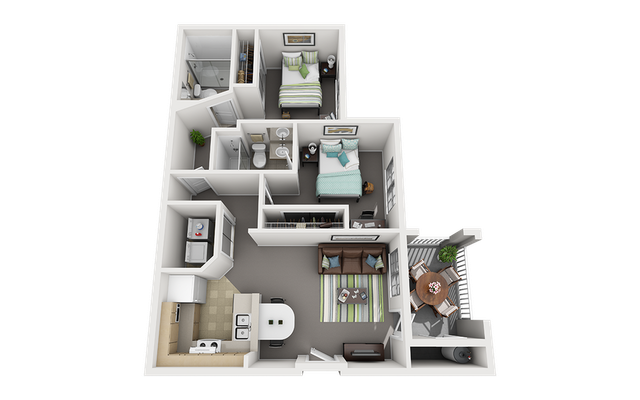 Cabana Beach Gainesville - 2x2 Interior Premium Floor Plan