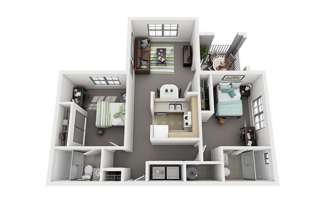 Cabana Beach Gainesville - 2x2 Split Premium Floor Plan