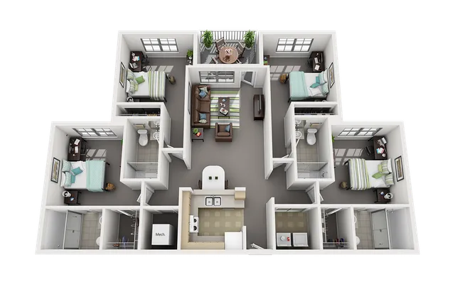 Cabana Beach Gainesville - 4x4 Platinum Floor Plan