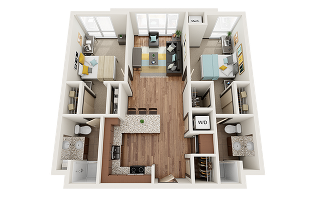 The Knoll Dinkytown B2 2x2 Floor Plan