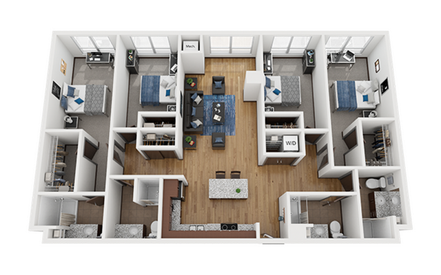 The Bridges Dinkytown D1 Floor Plan Image