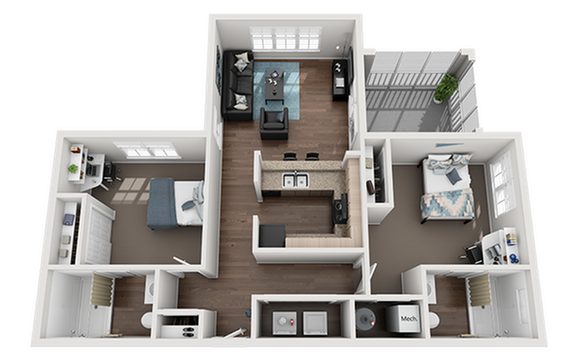 Cabana Beach San Marcos 2x2 Floor Plan Image