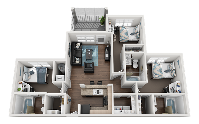 Cabana Beach San Marcos 3x3 Floor Plan Image