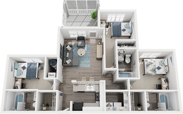 Cabana Beach San Marcos 3x3 Platinum Floor Plan